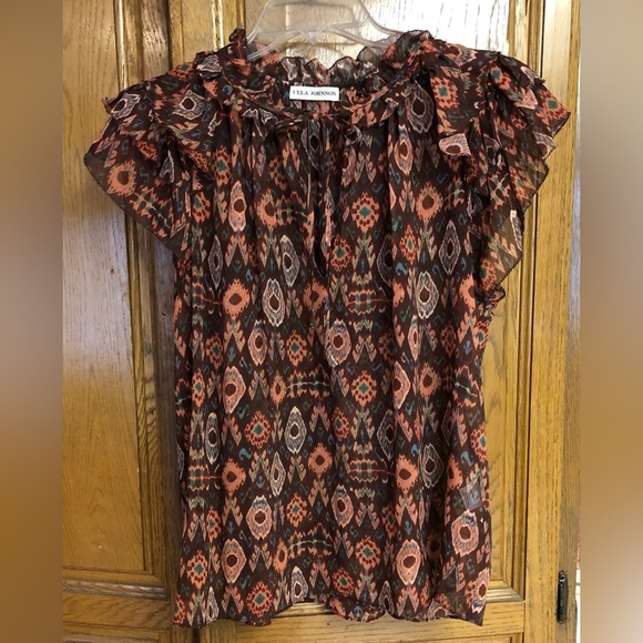 Ulta Johnson 100% Silk Elf Printed Top - Picture 10 of 12